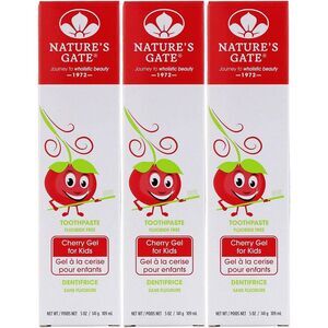 Nature's Gate Natural Toothpaste Gel, Cherry for Kids, 5 oz (Pack of 3) SET